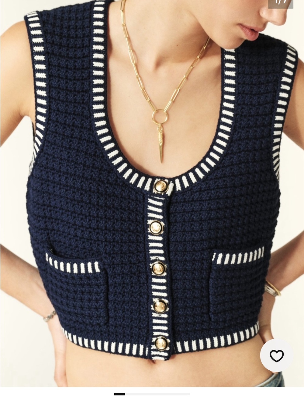 BA&SH Navy Blue Knit Cardigan Sweater